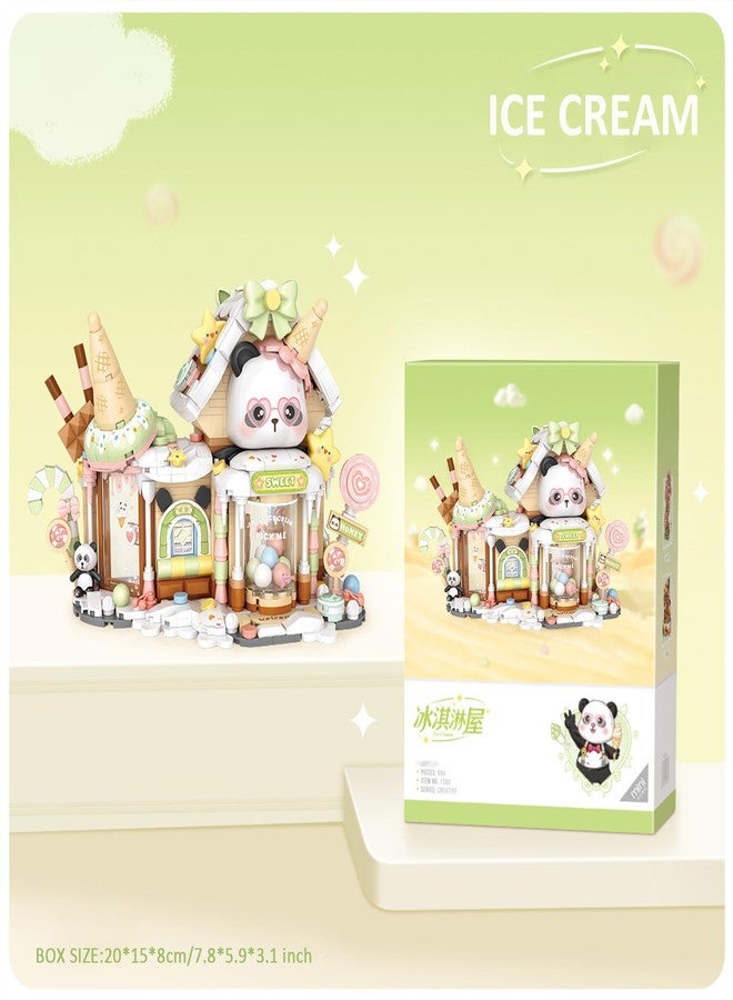 MEIEST Panda Ice Cream Shop Building Blocks Set,Mini City Shop Street View Particle Construction Building Bricks Toy,Home Decoration - Image 5